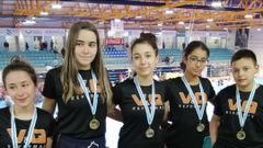 Aldara Dea�o, Edurne Rodr�guez, Xiana y Andrea Prol y Ian Dom�nguez, del Centro Deportivo Couto