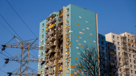 El edificio golpeado en Ramenskoye, Mosc.