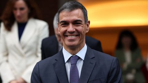 Pedro S�nchez, en el posado navide�o en la Moncloa.