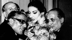 Mara Callas, con su esposo Giovanbattista Meneghini y Aristteles Onassis, en 1959