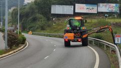Labores de desbroce en la carretera OU-536 que une Ourense con Trives