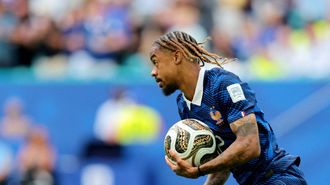 Bradley Barcola, durante un partido con la selecci�n francesa
