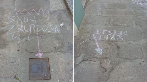 Los vecinos sealaron con dibujos los baches de Malteses para reclamar su arreglo.