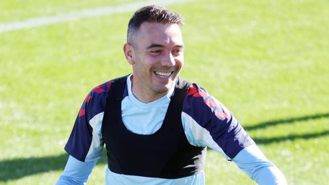 Iago Aspas, en el entrenamiento previo al partido con la Juve, una cita especial para �l.