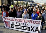 Protesta de los empleados por los despidos de varios compa�eros en marzo. 