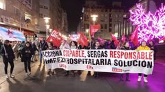 Manifestaci�n de trabajadores del servicio de limpieza hospitalaria de Pontevedra, adjudicado a Acciona, el pasado mi�rcoles