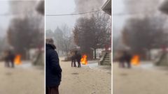 Conato de incendio junto a las casetas de la Praza Maior