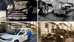 Arriba Paco del Trece, abajo Jos� Fraguela, y en otras fotos compa�eros del taxi.