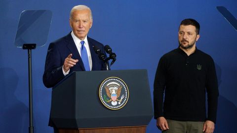 Biden y Zelenksi, durante la reunin de la OTAN en Washington en el mes de julio 