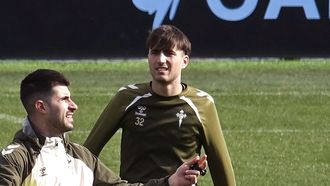 El jugador del Celta Javi Rodr�guez, en un entrenamiento.