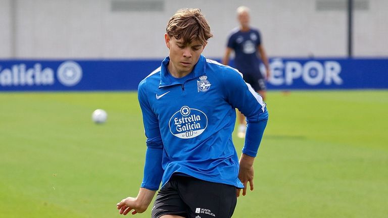 Amatucci, en un entrenamiento del Deportivo