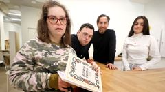 Berta y Diego junto a los t�cnicos de Down Vigo, Erick Alexander Corrente y Patricia Molanes . �scar v�zquez