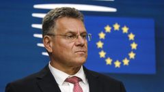 El comisario de Comercio, Maros Sefcovic, en una rueda de prensa en Bruselas.
