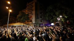 Protesta independentista delante de un hotel en Pineda
