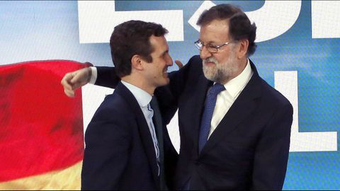 Mariano Rajoy y Pablo Casado, en la convencin nacional del PP del 2019