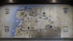 El mural de la estaci�n de ferrocarril de Monforte tras su restauraci�n