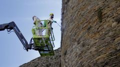 Trabajos de eliminaci�n de vegetaci�n de la Muralla de Lugo usando bioherbicidas naturales