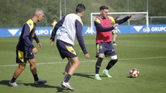 Lucas Prez, en el entrenamiento del pasado mircoles