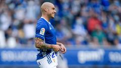 Jorge Pombo, durante el Oviedo-Girona