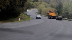 La carretera N-540 sin pintar entre Chantada y A Barrela tras unas obras de asfaltado en el 2024