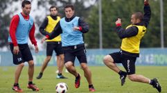 Pablo Lede, en un entrenamiento del Celta