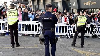 Dispositivo en la llegada del Celta en un partido en Bala�dos.