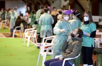 Cribado en el recinto ferial de Amio, en Santiago de Compostela