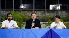 El nuncio Stanislaw Sommertag, durante la rueda de prensa en Managua