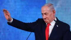 Benjamin Netanyahu, en la sede de su formaci�n, tras los comicios