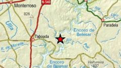Mapa del Instituto Geogr�fico Nacional que indica la situaci�n del epicentro del terremoto