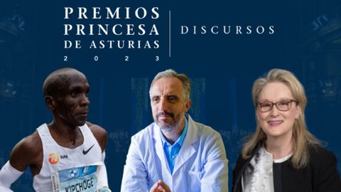 Eliud Kipchoge, Luis Pizarro y Meryl Streep (de izda a dcha), los premiados encargados de dar los discursos el da 20 de octubre