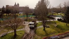 Ayer se retiraron los primeros �rboles para dejar sitio a la futura fuente