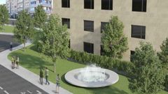 Recreaci�n de la fuente ornamental que la Xunta proyecta junto a la estaci�n de autobuses