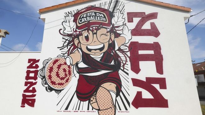 Mural conmemorativo da Festa da Carballeira de Zas, obra de Primo Rodr�guez (Vella Escola)