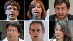 Los seis miembros del destituido Govern que est�n en Bruselas. De izquierda a derecha y de arriba a abajo: Carles Puigdemont, Meritxell Borr�s, Antoni Com�n, Dolors Bassa, Joaquim Forn y Meritxell Serret