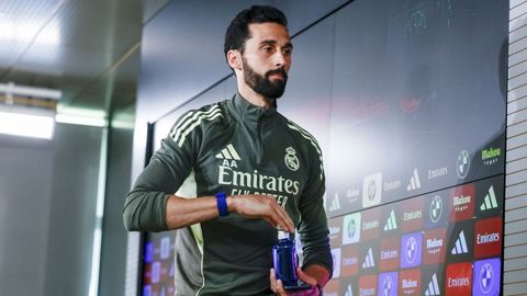 &Aacute;lvaro Arbeloa, este jueves, tras la rueda de prensa previa del partido ante el Betis.