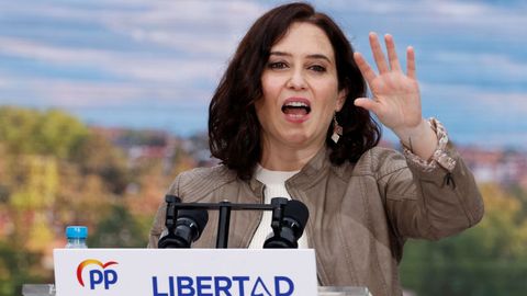 La candidata del PP, Isabel D�az Ayuso, este s�bado, en un mitin en Pozuelo