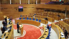 Pleno del Parlamento de Galicia de hace dos semanas, con los esca�os vac�os