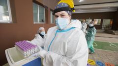 Cribado en el colegio Eduardo Pondal de Ponteceso el pasado d�a 19 de enero