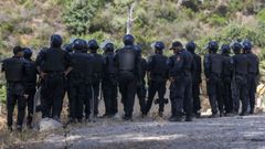 Las fuerzas de seguridad de Marruecos este s�bado en Castillejos.