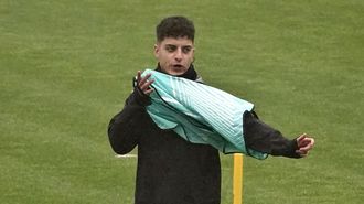 El futbolista del Celta Hugo �lvarez, durante un entrenamiento.