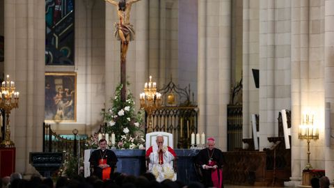 El papa Le�n XIV, en el encuentro en la Almudena.