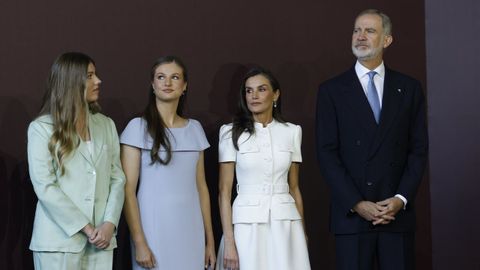 La infanta Sof�a, la princesa Leonor, la reina Letizia y el rey Felipe VI durante la visita del papa Le�n XIV a principios de mes