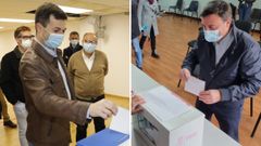 Los dos aspirantes a liderar el PSdeG, Gonzalo Caballero y Valent�n Gonz�lez Formoso, votan en las primarias. El actual secretario xeral (a la izquierda) lo hizo en Vigo. El presidente de la Diputaci�n de A Coru�a, en As Pontes