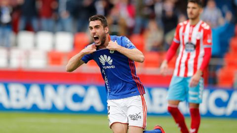 Johannesson celebra su gol frente al Lugo