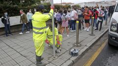 Trabajos previos a la peatonalizaci�n de  la avenida de Reina Victoria, en Pontevedra
