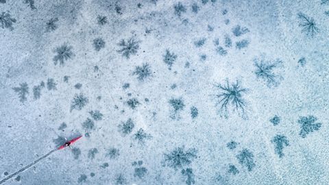 �Kayak Rojo� es el descriptivo t�tulo de una embarcaci�n surcando las aguas