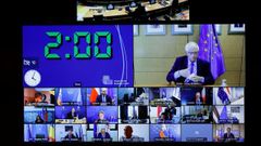 Borrell, durante su intervenci�n por videoconferencia este martes