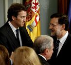 Rajoy, dirigi�ndose a Feijoo, en un acto oficial en Madrid hace justo un a�o.