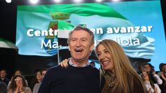 El presidente del Partido Popular, Alberto Nez Feijoo, junto a la candidata a la Junta de Extremadura Mara Guardiola.